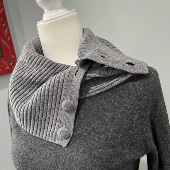 NEW Banana Republic Wool Cashmere Classic Two Tone Ribbed Cowl Neck Sweater XS - Picture 5 of 16